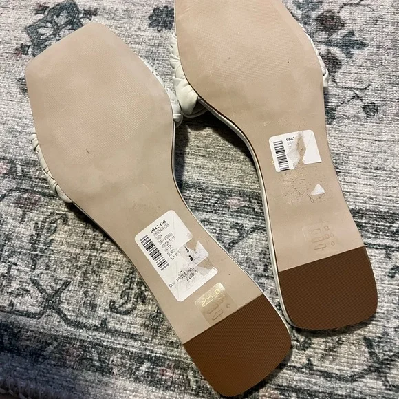 White Leather Square Toe Flats - Picture 4 of 4